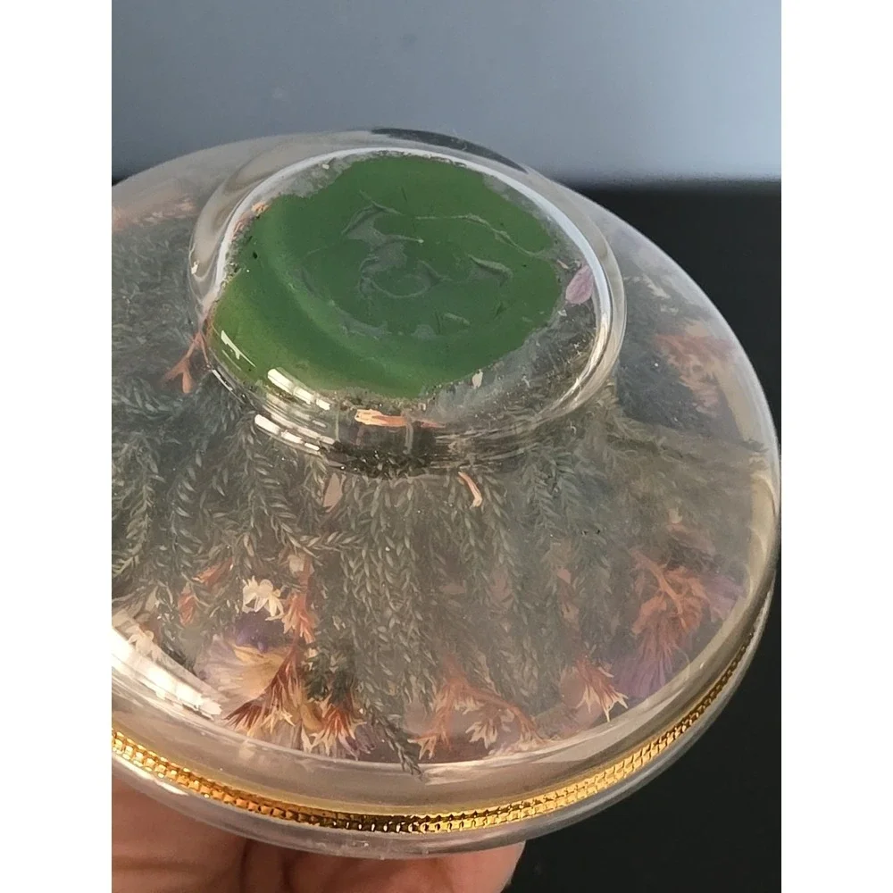 Vintge Apothecary Round Dome Dish Display w Lid Terrarium‎ Floral Dried Flowers